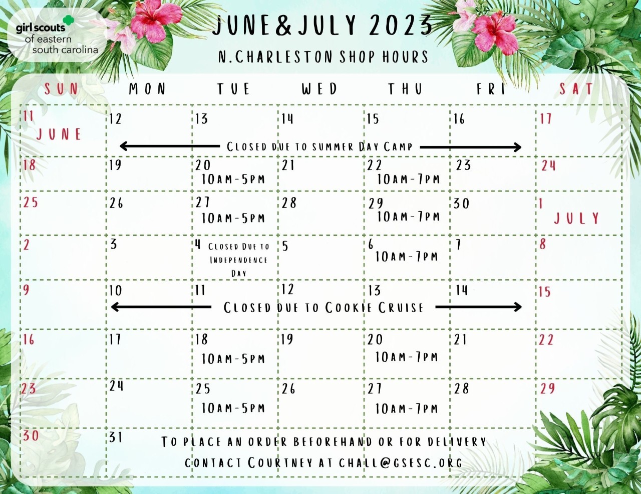 Green Pink Tropical June 2023 Monthly Calendar - 1